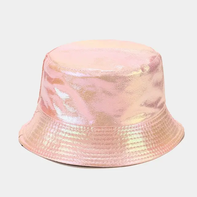 New Lacquer Leather Fisherman Hat Female Creativity Pink - Shop at LoveMi