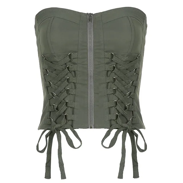 Wearing A Short And Careful Machine Exposed Navel Top Green - Shop at LoveMi