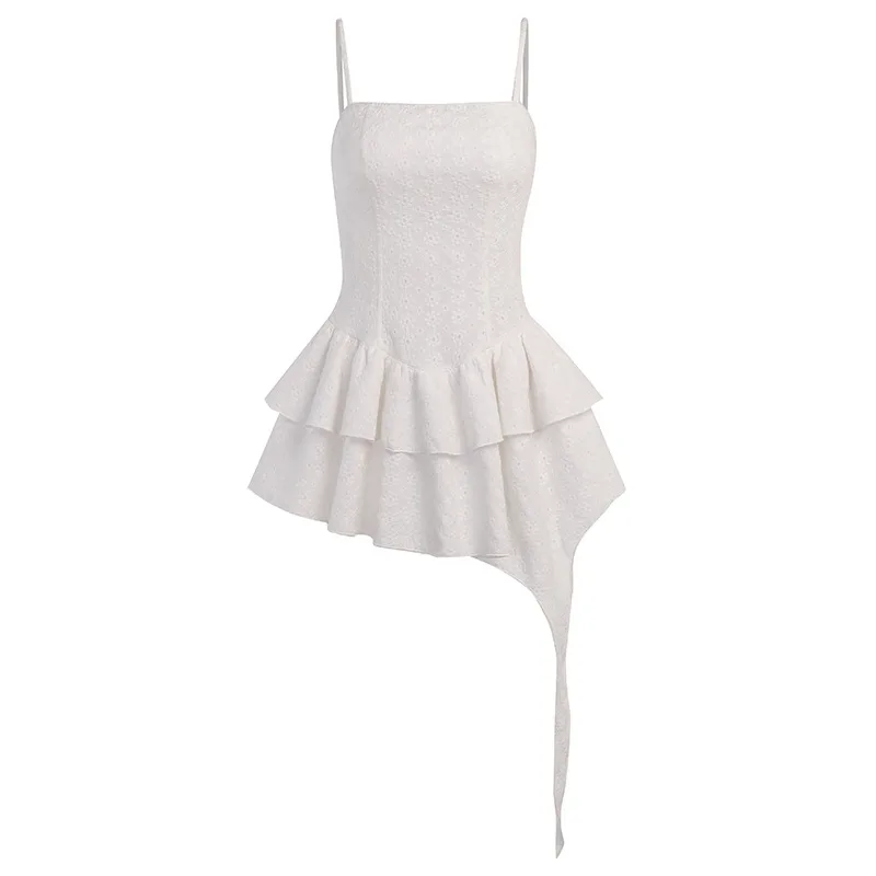 Waist Tightening And Slimming Solid Color Drawstring Skirt White - Shop at LoveMi