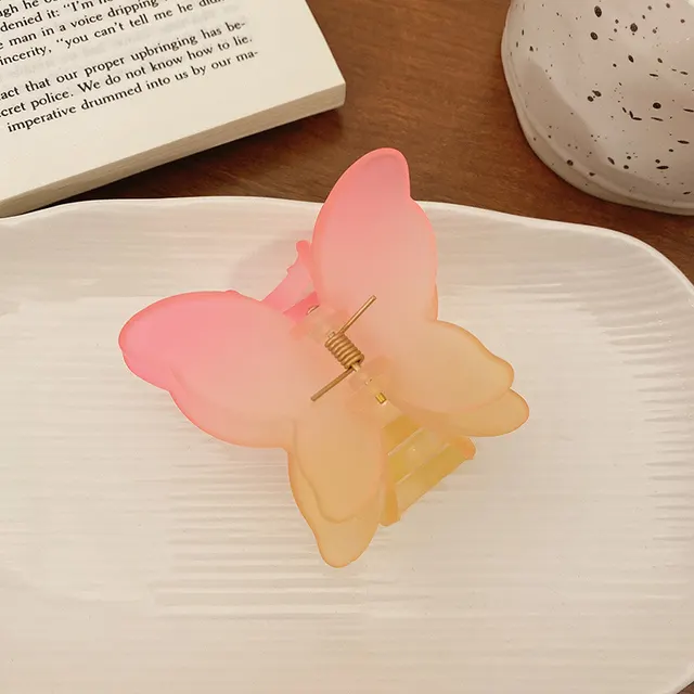 Color Frosted Gradient Butterfly Hair Clip Pinkyellow Gradient - Shop at LoveMi