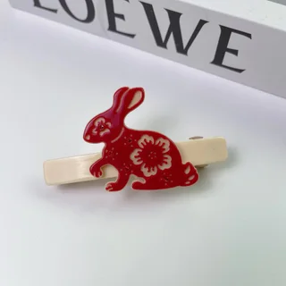 Cute Acetate Rabbit Clip Barrette - Red Rabbit Spring Clip