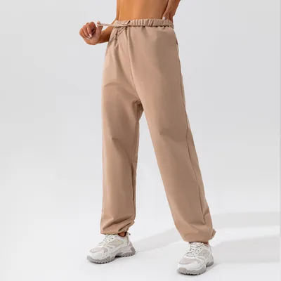 Waistband Loose Fitting Sports Pants Camel - Shop at LoveMi