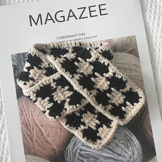 Small Hat Beret Knitting Plaid Small Scarf Dog Black Scarf - Shop at LoveMi