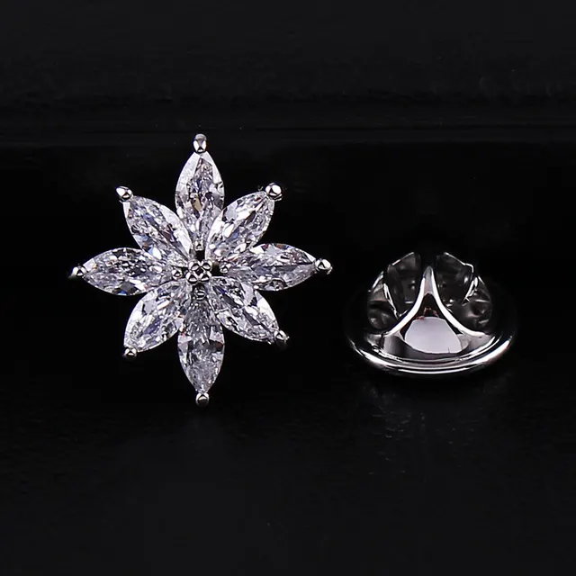 Crystal Small Brooch Collar Pin Gold plated Micro Inlaid Zircon High grade Anti exposure Cap Ornament Platinum - Shop at LoveMi