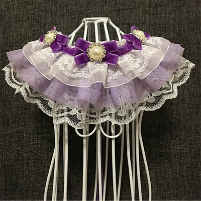 Cat Dog Pet Jewelry Necklace Bow Tie Lace Saliva Towel Purple - Shop at LoveMi