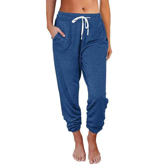 Women's Casual Loose Pocket High Waist Leggings Blue - Shop at LoveMi