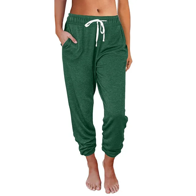Women's Casual Loose Pocket High Waist Leggings Green - Shop at LoveMi