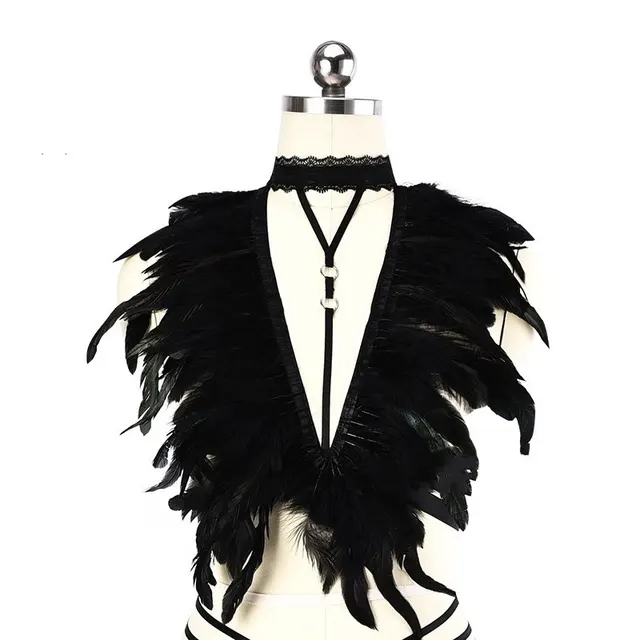 Shoulder Strap Feather Hanging Neck And Beautiful Back Harness Black - Shop at LoveMi