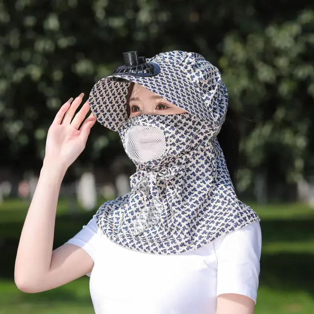 Women's Summer And Korean Version Large Brim Sunshade Hat Outdoor Fragmented Black With Fan - Shop at LoveMi