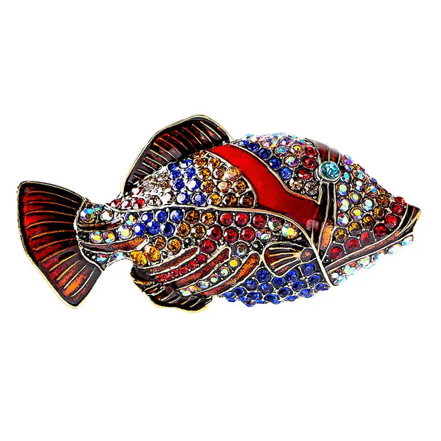 Diamond Tropical Fish Alloy Mid ancient Vintage Niche Unique Retro Style Exquisite Clothing Pin Dw156 - Shop at LoveMi