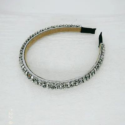 Women's Crystal Beaded Hair Hoop Woven Headwear Silver - Shop at LoveMi