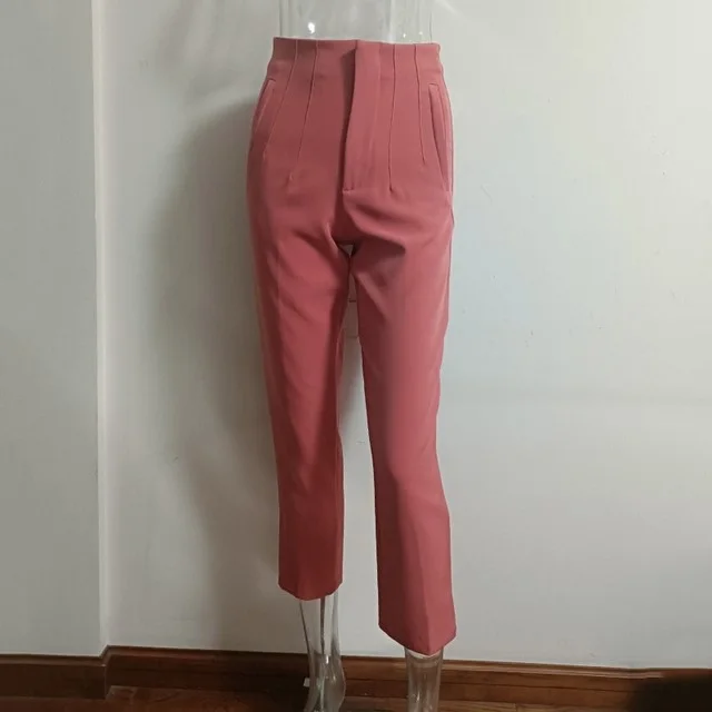 Women's Casual Fashion Straight Leg Pants Coral Red - Shop at LoveMi