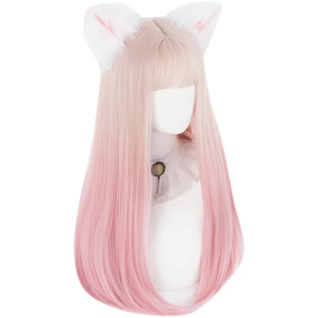 Waist Length Straight Hair Anime Cos Pink Gradient - Shop at LoveMi
