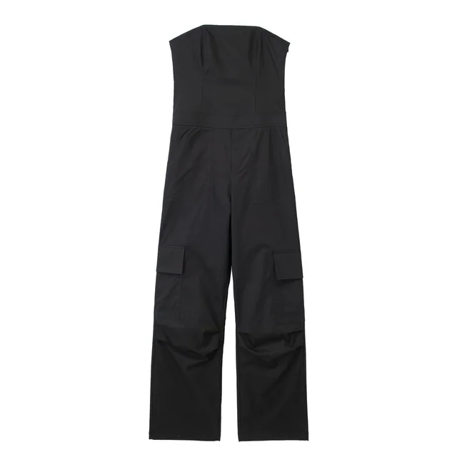 Off Shoulder Design Long Workwear Jumpsuit Black - Shop at LoveMi