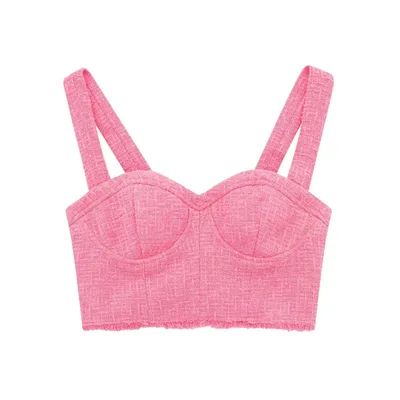 Fashion Textured Corset Style Top Pink - Shop at LoveMi