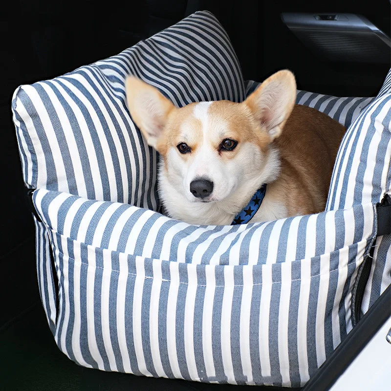Dog Car Nest Co pilot Removable And Washable Pet Car Artifact Navy Blue Wide Stripes - Shop at LoveMi