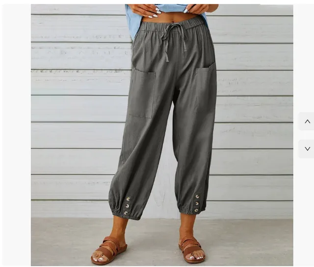 Women's Casual Nine point Pants Wide Leg Dark Grey1 - Shop at LoveMi