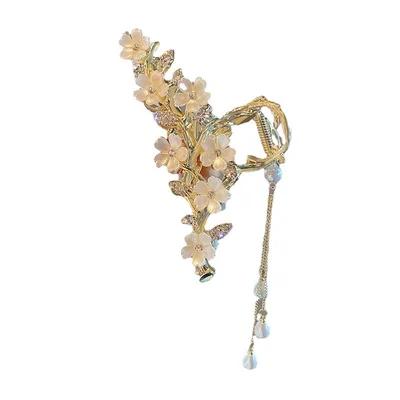 Large Metal Pearl Bell Orchid Tassel Hair Clip Bell Orchid Tassel Grip - Shop at LoveMi