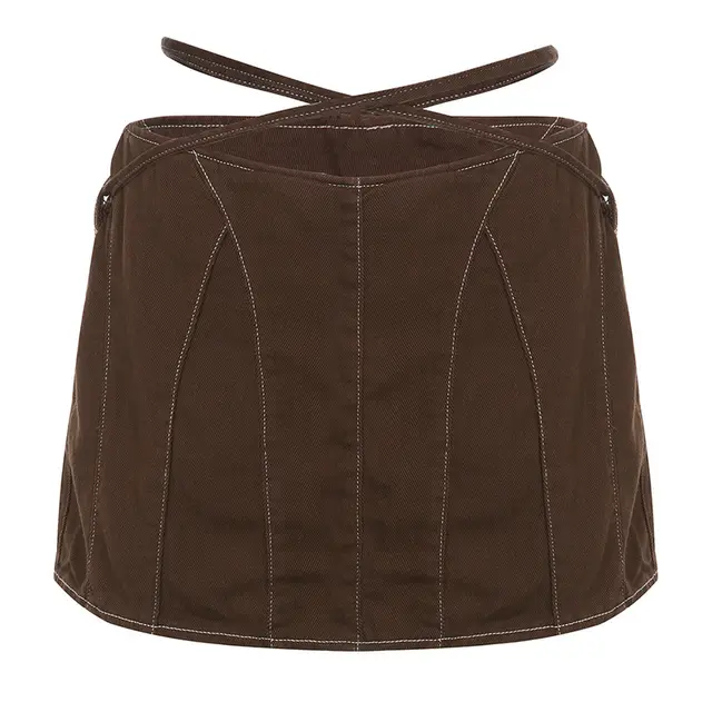 Feminine Line Segmentation Design Slim Spicy Girl Wide Leg Shorts Brown - Shop at LoveMi
