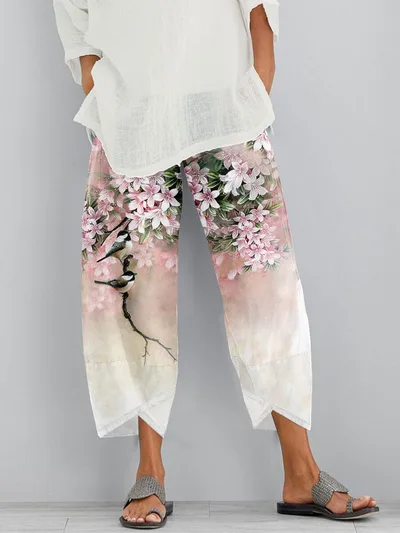 Trendy And Fashionable Floral Personalized Positioning Printed Cropped Pants - Shop at LoveMi