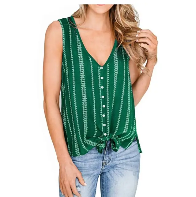 Casual Buttoned Pullover V neck Women's Shirt Green - Shop at LoveMi