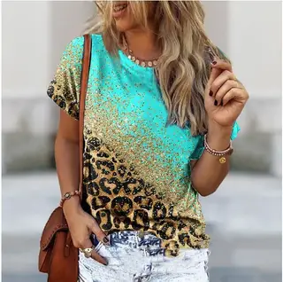 Abstract Printed Women's T-shirt Printing - Green