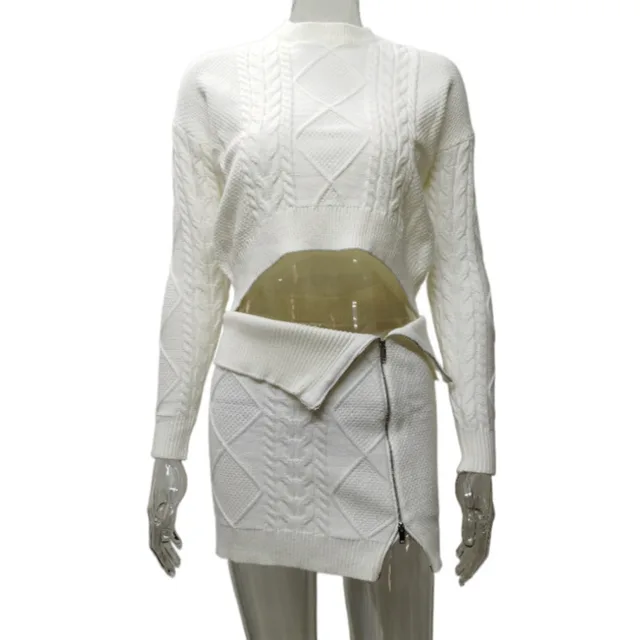 New Slim Stretch Top And Skirt Two piece Set White - Shop at LoveMi