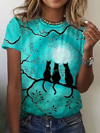 Pattern Painting 3D Printing Short sleeved Women's T shirt Pattern 1 L - Shop at LoveMi