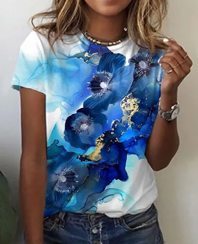 Pattern Painting 3D Printing Short sleeved Women's T shirt Pattern 2 M - Shop at LoveMi