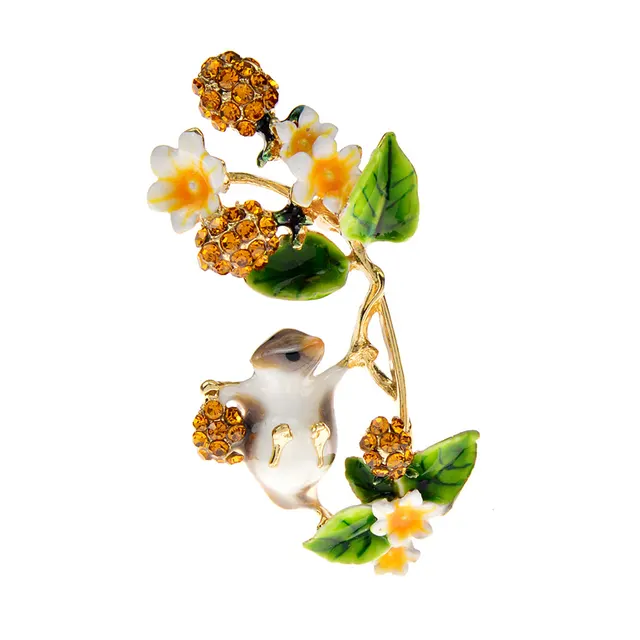 Fashion Cute Chipmunk Cranberry Brooch Yellow - Shop at LoveMi