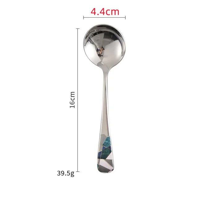 Stainless Steel Creative And Minimalist Household Soup Spoon Natural Irregular Square - Shop at LoveMi