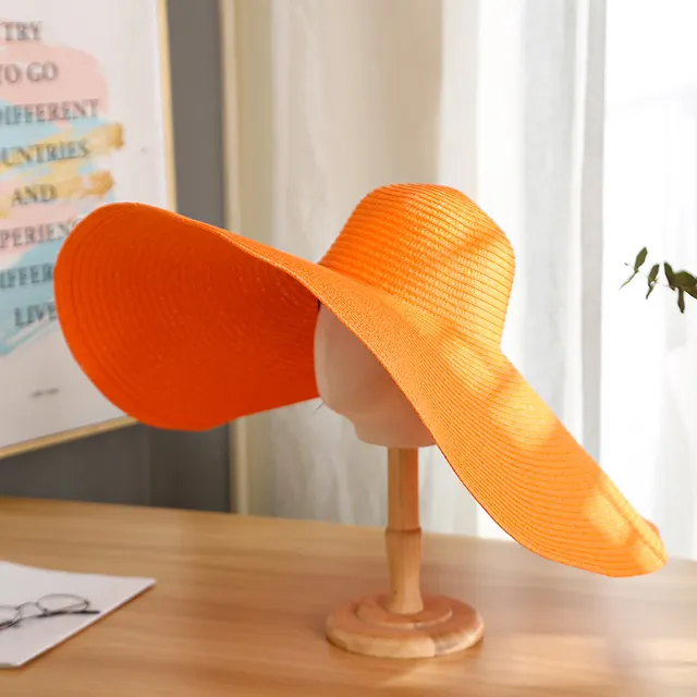Women's Casual Large Brim Light Board Sunshade Hat Orange - Shop at LoveMi