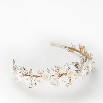 Ceramic Flower Bride Wedding Hair Accessories Gold - Shop at LoveMi