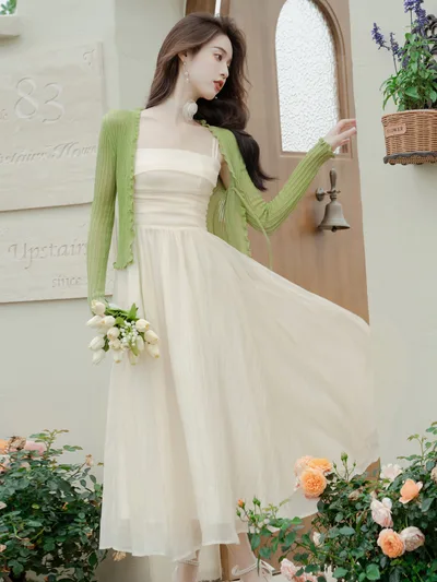 French Romantic Retro Fairy Dress Off White - Shop at LoveMi