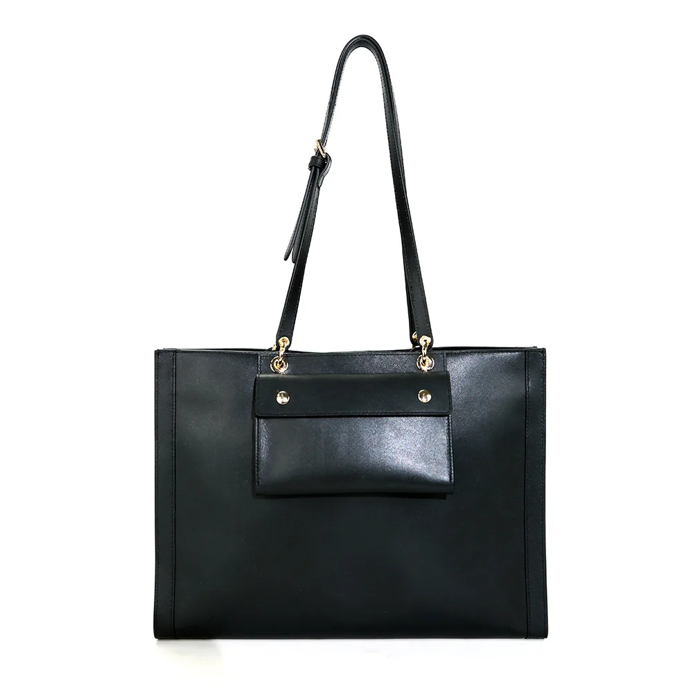 Top Layer Cowhide Shoulder Fashion Business Commuter Bag Black - Shop at LoveMi