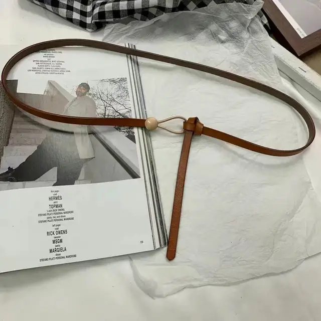 Women's Leather All match Knotted Decorative Belt Camel - Shop at LoveMi