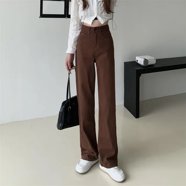 Brown Jeans For Women's New Straight And Loose Fit Brown - Shop at LoveMi