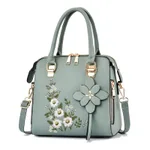 Fashion Flowers Embroidered Handbag Women Shoulder Messenger Bags - Green
