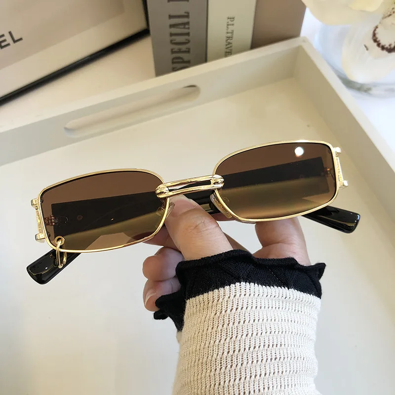 Men's And Women's Fashion Simple Sunglasses - Gold Tea