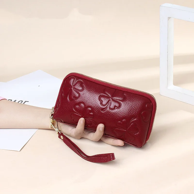 Women's Fashion Head Layer Cowhide Clutch Bag Red - Shop at LoveMi