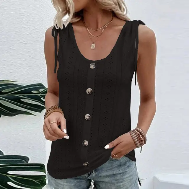 Women's Sexy Casual Solid Color U neck Vest Short Sleeve Black - Shop at LoveMi