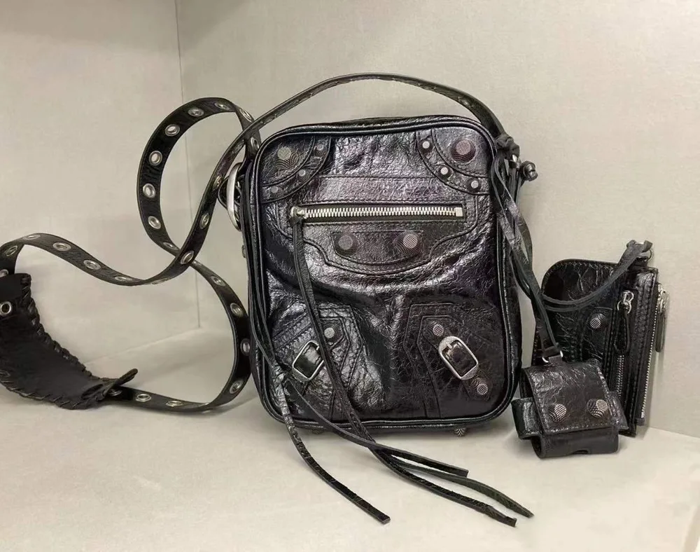Heavy Industry Locomotive Design Rivet Square Bag Black - Shop at LoveMi