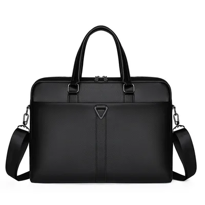 Men's PU Portable Oblique Span Business Briefcase Large Capacity Travel Black - Shop at LoveMi