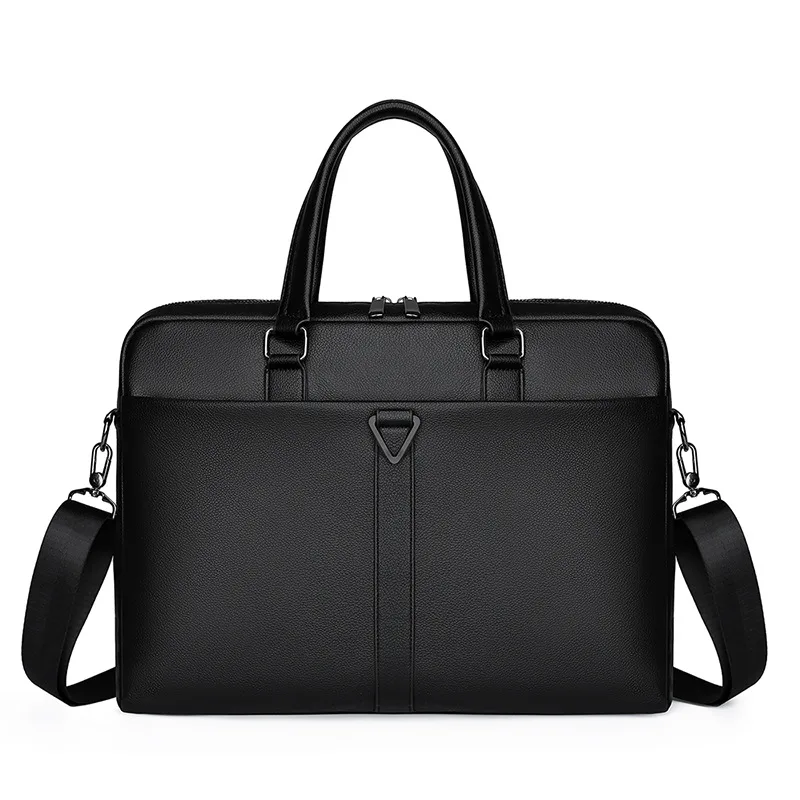 Men's PU Portable Oblique Span Business Briefcase Large Capacity Travel Black - Shop at LoveMi