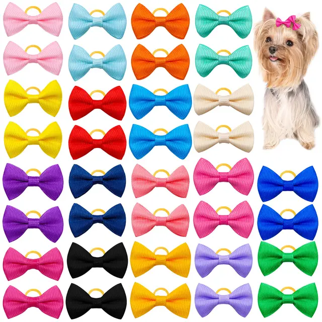 Cute Macaron Solid Color Pet Head Flower Rubber Band Random - Shop at LoveMi