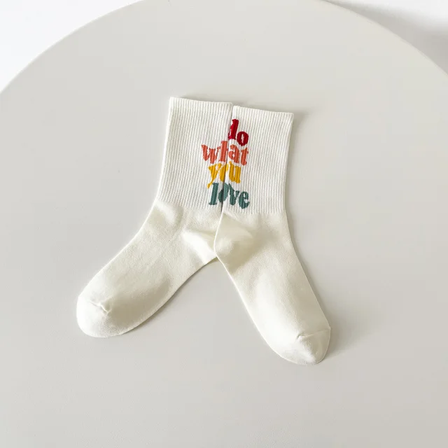 Japanese Creative Graffiti Colorful Mid Tube Socks Colored Letters - Shop at LoveMi