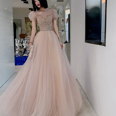 Wedding Dress For Banquet Annual Meeting Performance Khaki - Shop at LoveMi