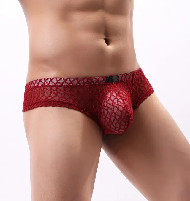Comfortable Men's Lace Shorts Sexy Panties Wine Red - Shop at LoveMi