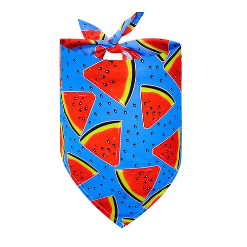 Pet Triangle Drool Towel Summer Fruit For Dogs Watermelon With Blue Base - Shop at LoveMi