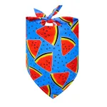 Pet Triangle Drool Towel Summer Fruit For Dogs - Watermelon With Blue Base